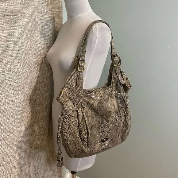 Elliot Lucca Sintra Snakeskin print embossed leather handbag - Picture 4 of 12